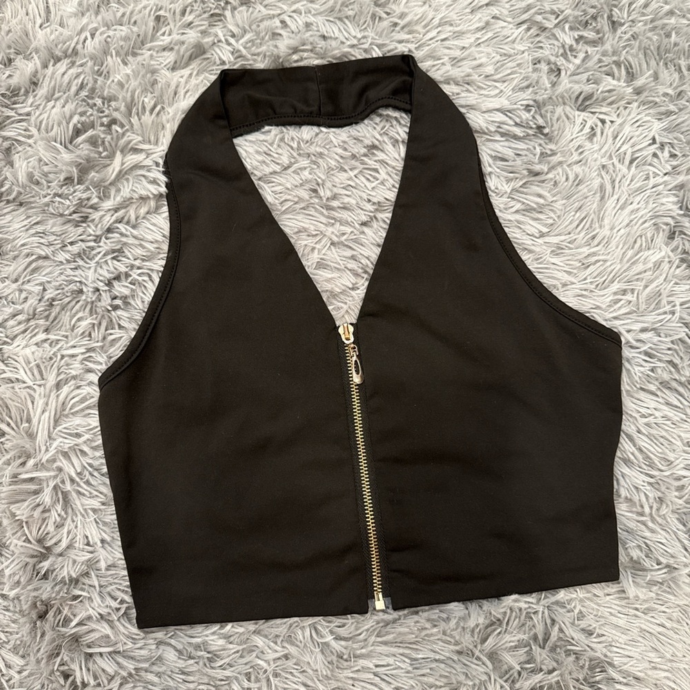 ✨Black Zip-Up Halter Top✨